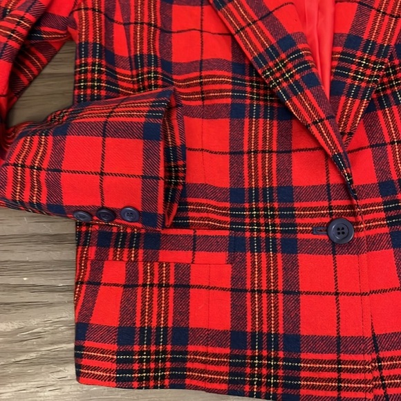 PENDLETON PETITES WOOL 1980’s PLAID RED LABEL BLAZER SIZE MEDIUM PETITE - Picture 7 of 16